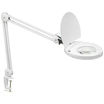 Dainolite Sorenson Led Clamp On Desk Lamp With Magnifier In White In Black