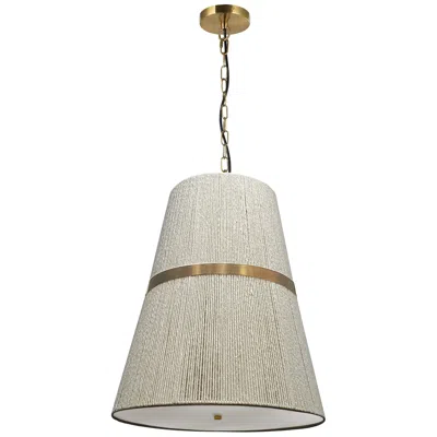Dainolite Sylvie 18" Wide 3-light Aged Brass Finish Pendant W/ Natural Shade