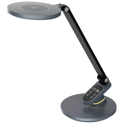Dainolite Tandy Led Adjustable Table Lamp With Digital Clock In Black