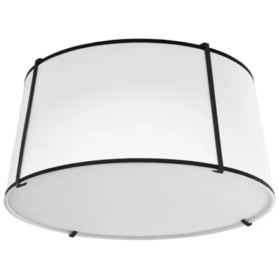 Dainolite Trapezoid 16" Wide 3 Light Tapered Drum Black And White Flush Mount