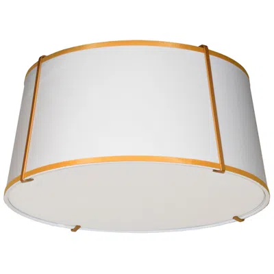 Dainolite Trapezoid 16" Wide 3 Light Tapered Drum Gold And White Flush Mount