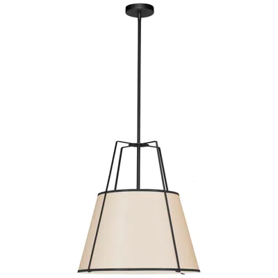 Dainolite Trapezoid 18" Wide 3 Light Black And Cream Pendant