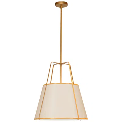 Dainolite Trapezoid 18" Wide 3 Light Gold And Cream Pendant