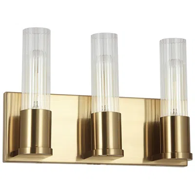 Dainolite Tube 12.75" Wide 3 Light Aged Brass Vanity Light In Gold