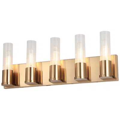 Dainolite Tube 22" Wide 5 Light Aged Brass Vanity Light In Neutral