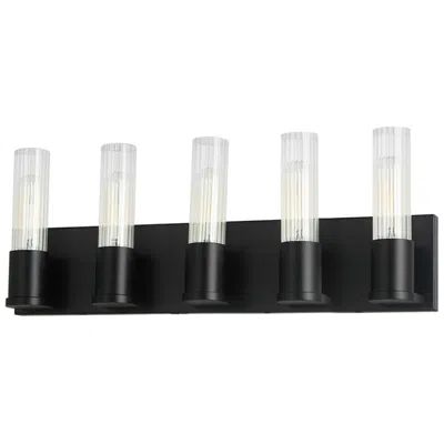 Dainolite Tube 22" Wide 5 Light Matte Black Vanity Light