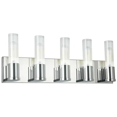 Dainolite Tube 22" Wide 5 Light Polished Chrome Vanity Light