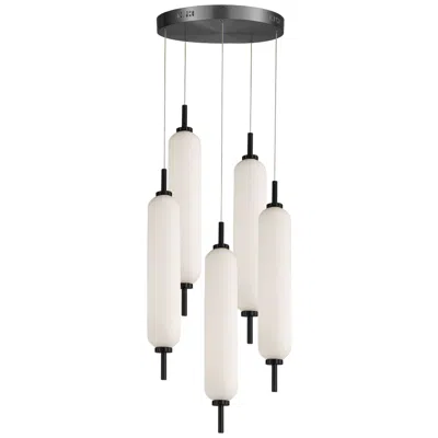 Dainolite Typha 12" Wide 5 Light Matte Black Led Multi Pendant