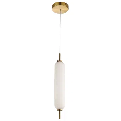 Dainolite Typha 2.5" Wide Aged Brass 10w Pendant With White Opal Glass
