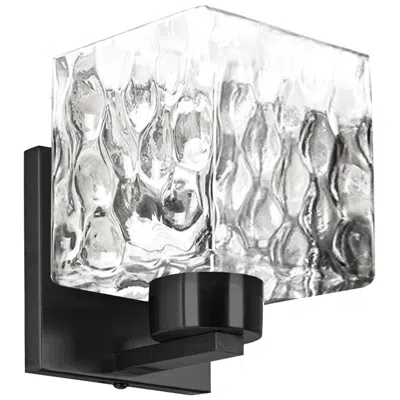 Dainolite Veda 1 7" High Matte Black Wall Sconce With Clear Glass