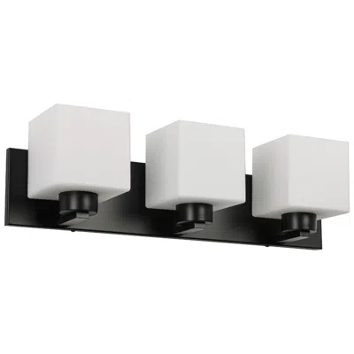 Dainolite Veda 22.25" Wide 3 Light Matte Black Vanity With White Opal Glass