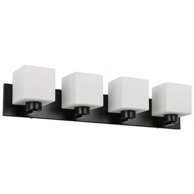 Dainolite Veda 29.25" Wide 4 Light Matte Black Vanity With White Opal Glass