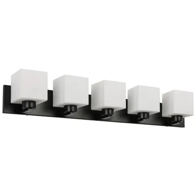 Dainolite Veda 36.25" Wide 5 Light Matte Black Vanity With White Opal Glass