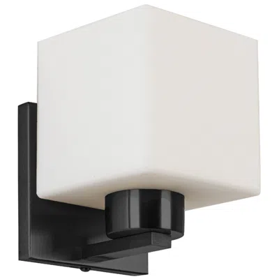 Dainolite Veda 7" High Matte Black Wall Sconce With White Opal Glass