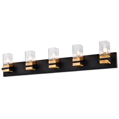 Dainolite Veronica 40" Wide 5 Light Matte Black & Aged Brass Vanity Light
