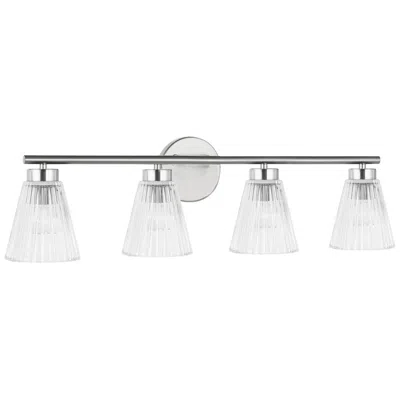 Dainolite Vienna 29" Wide 4 Light Polished Chrome Vanity With Clear Ribbed Glass