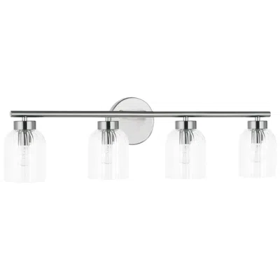 Dainolite Vienna 29"w 4 Light Polished Chrome Vanity W/ Clear Ribbed Glass Shade