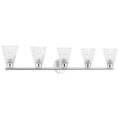 Dainolite Vienna 37" Wide 5 Light Polished Chrome Vanity With Clear Ribbed Glass