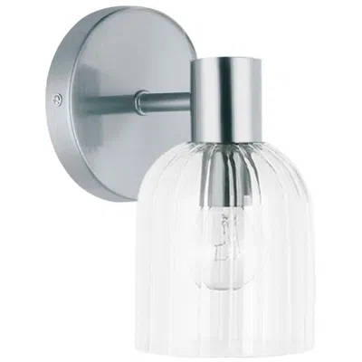 Dainolite Vienna 8" High Polished Chrome Wall Sconce With Clear Ribbed Glass Sha