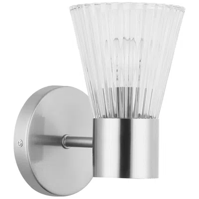 Dainolite Vienna 8.25" High Polished Chrome Wall Sconce With Clear Ribbed Glass