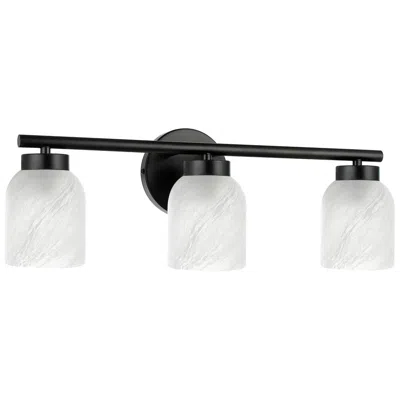 Dainolite Vonda 21" Wide 3-light Matte Black, Faux Alabaster Bath/vanity Light