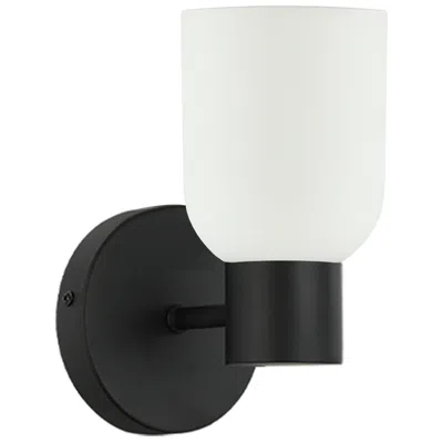 Dainolite Vonda 8" High Matte Black, White Wall Sconce