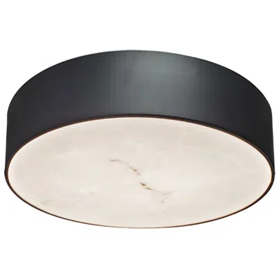 Dainolite Walsh 12" Wide Matte Black Finish Flush Mount W/ Alabaster Shade