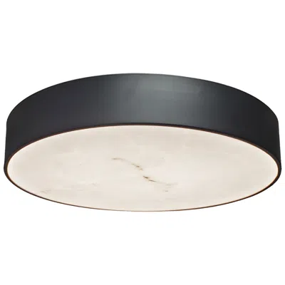 Dainolite Walsh 16" Wide Matte Black Finish Flush Mount W/ Alabaster Shade