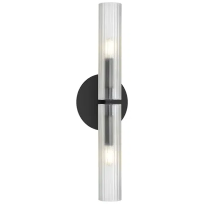 Dainolite Wand 20.5" High 2 Light Matte Black Wall Sconce With Frosted Glass Sha