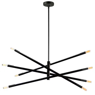 Dainolite Wand 35 1/2" Wide 8-light Modern Matte Black Chandelier