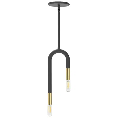 Dainolite Wand 5" Wide 2 Light Matte Black And Aged Brass Pendant