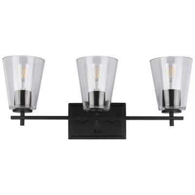 Dainolite Wenda 23" Wide 3-light Matte Black, Clear Bath/vanity