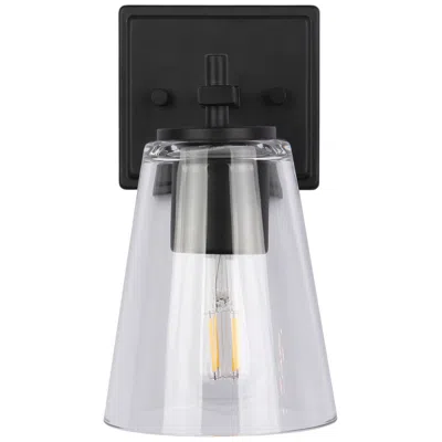 Dainolite Wenda 9.75" High Matte Black, Clear Wall Sconce