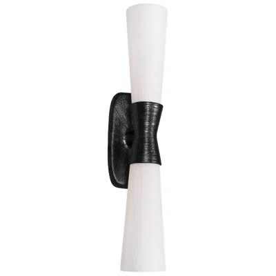 Dainolite Whitney 24" High 2-light Matte Black Finish Wall Sconce W/ White Shade