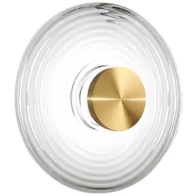 Dainolite Windfeild 18" High Aged Brass 12w Wall Sconce With Clear Rippled Glass