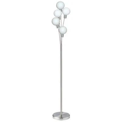 Dainolite Zelda 70 1/2" 5-light Satin Chrome White Glass Modern Floor Lamp