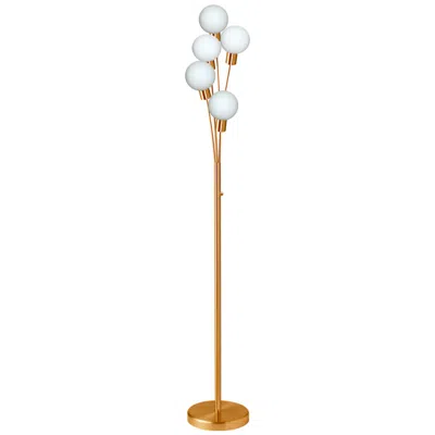 Dainolite Zelda 70 1/2" Glass And Brass 5-light Modern Floor Lamp