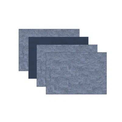 Dainty Home Amalfi 4 Piece Faux Leather Placemat Set In Blue Navy