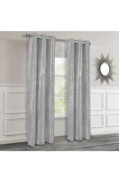 Dainty Home Artistic Set Of 2 Metallic Textured Thermal Insulated Blackout Curtain Panels In Gray