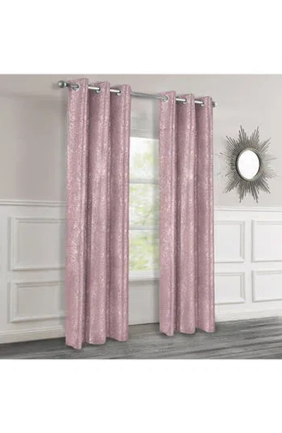 Dainty Home Artistic Set Of 2 Metallic Textured Thermal Insulated Blackout Curtain Panels In Pink