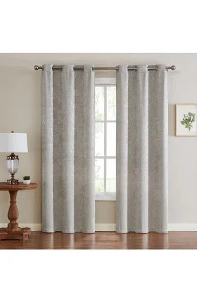 Dainty Home Artistic Set Of 2 Metallic Textured Thermal Insulated Blackout Curtain Panels In Gray