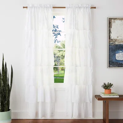 Dainty Home Carnival Pleated Set Of 2 Panel Curtains In White