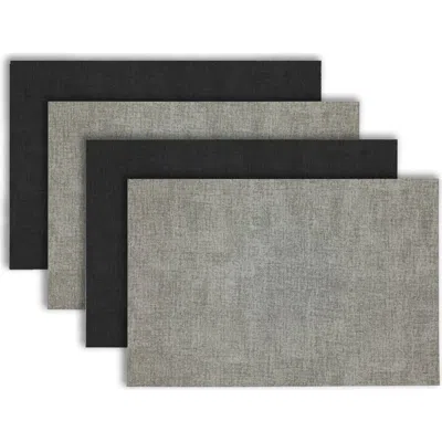 Dainty Home Faux Leather Reversible Set Of 4 Placemats In Reversible Grey