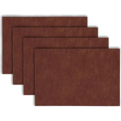 Dainty Home Faux Leather Reversible Set Of 4 Placemats In Brown