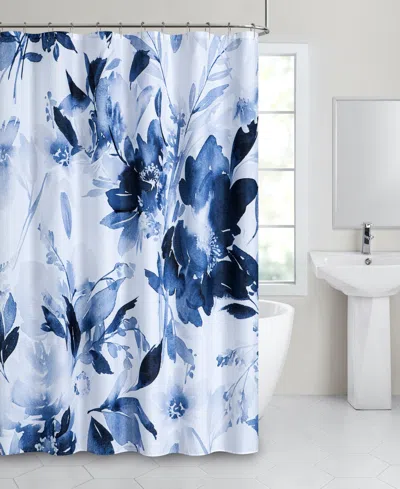 Dainty Home Florals Shower Curtain, 70" X 72" In Blue