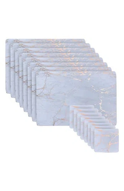 Dainty Home Marble Print 16-piece Placemat & Coaster Set In Gold