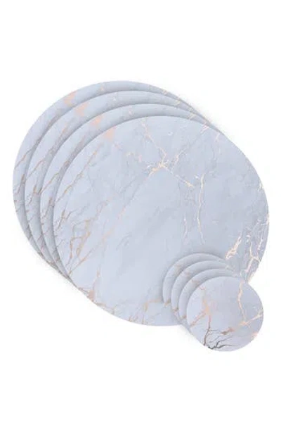 Dainty Home Marble Print 8-piece Placemat & Coaster Set In Gold