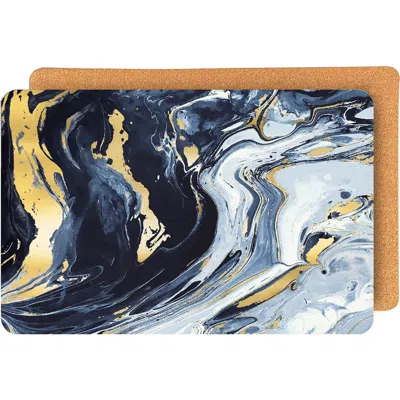 Dainty Home Marble Print Set Of 4 Placemats In Blue
