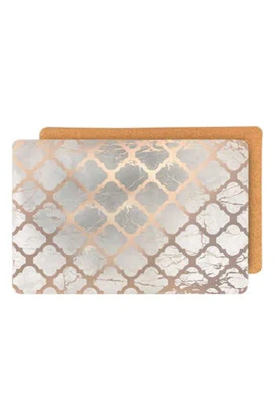 Dainty Home Marble Print Set Of 4 Placemats In Gold