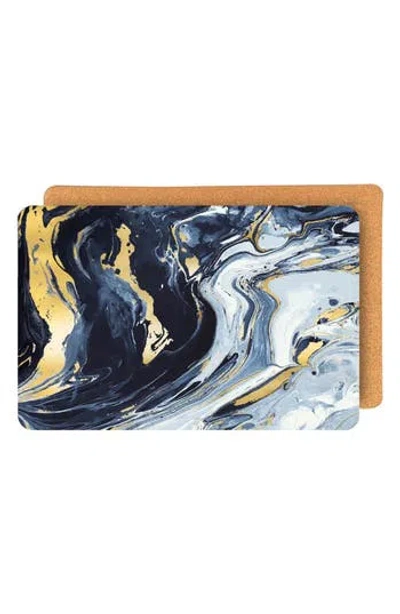 Dainty Home Marble Print Set Of 6 Placemats In Blue
